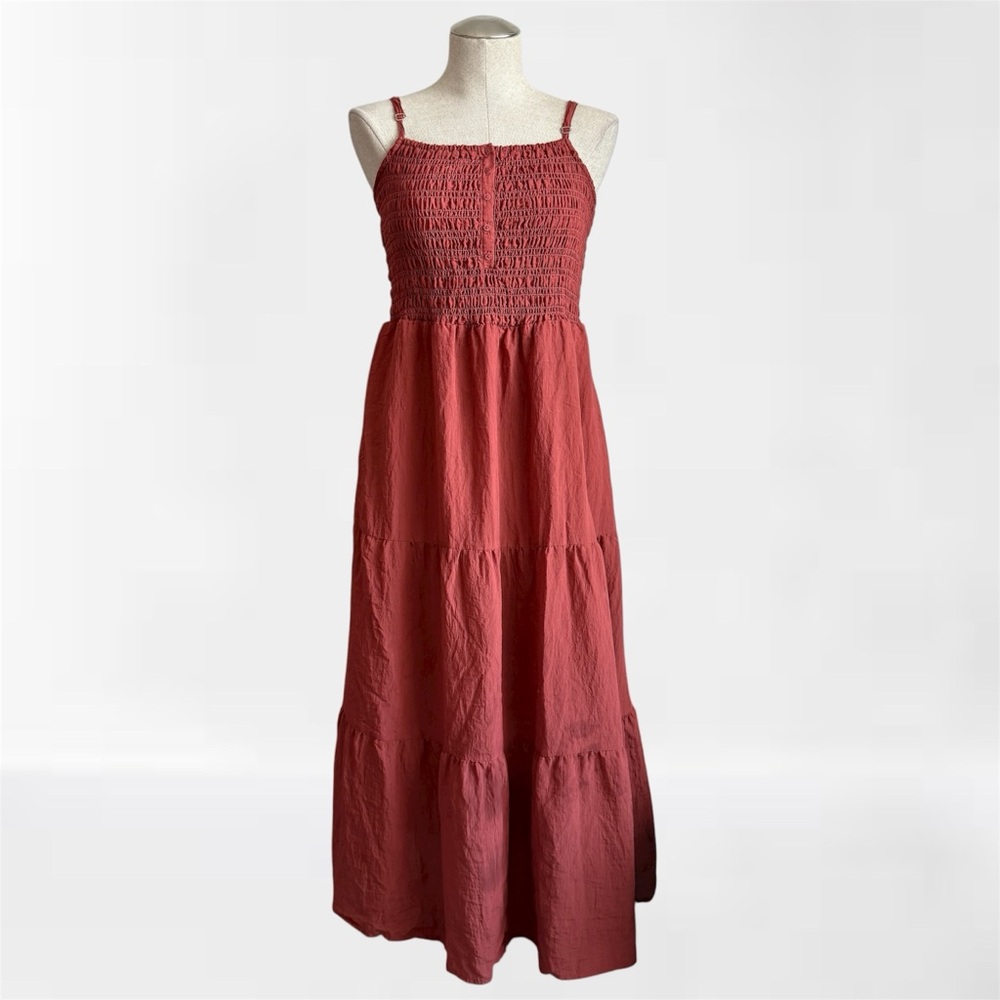 Universal Thread Smocked Maxi Dress Terracotta Pink Size M Pockets
